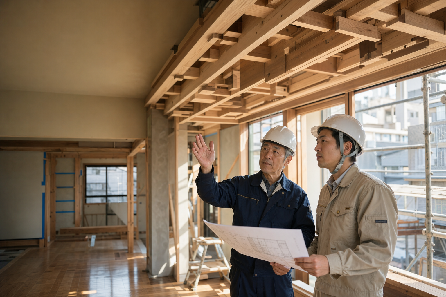 伊藤工務店 棟梁と若手職人 — 江戸川の住まいの現場